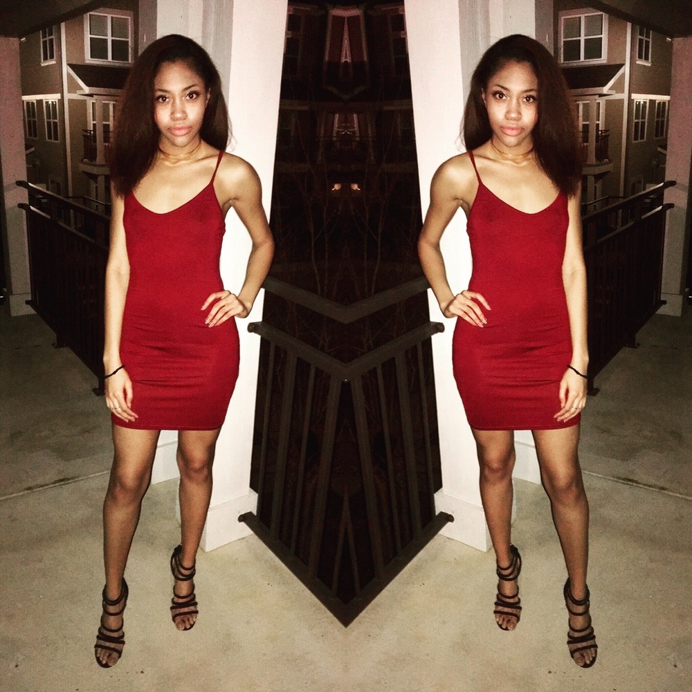 Dark Red Boohoo Mini Dress
